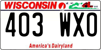 WI license plate 403WXO