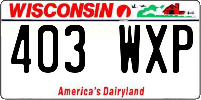 WI license plate 403WXP