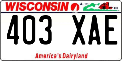 WI license plate 403XAE