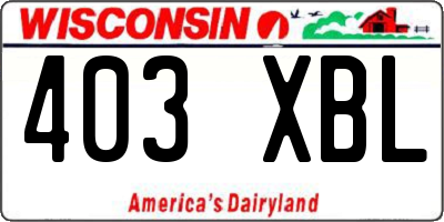 WI license plate 403XBL