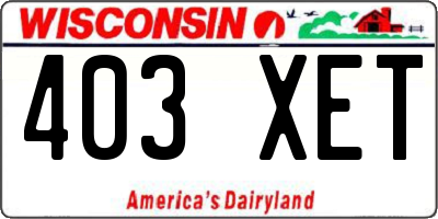 WI license plate 403XET