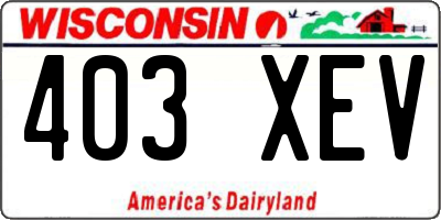 WI license plate 403XEV