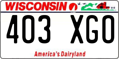 WI license plate 403XGO