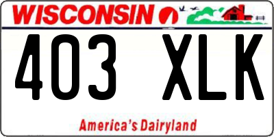 WI license plate 403XLK