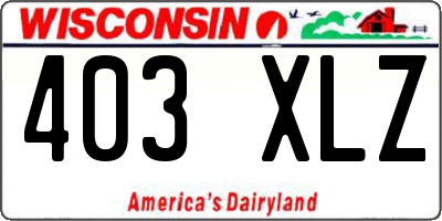 WI license plate 403XLZ