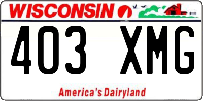 WI license plate 403XMG