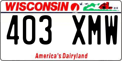 WI license plate 403XMW