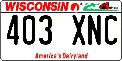 WI license plate 403XNC