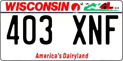 WI license plate 403XNF