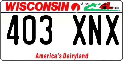 WI license plate 403XNX