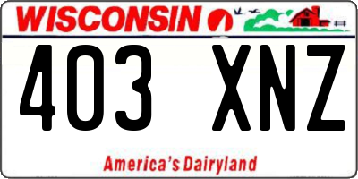 WI license plate 403XNZ