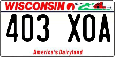 WI license plate 403XOA