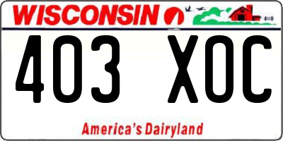 WI license plate 403XOC