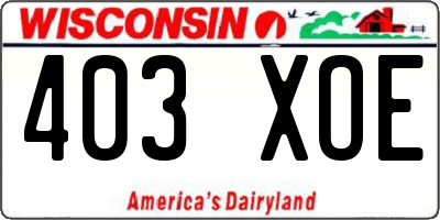 WI license plate 403XOE