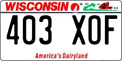 WI license plate 403XOF