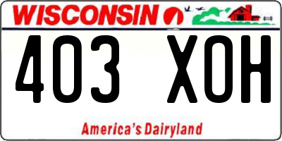 WI license plate 403XOH