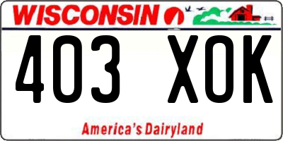 WI license plate 403XOK