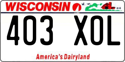 WI license plate 403XOL
