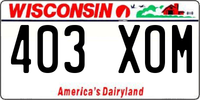 WI license plate 403XOM