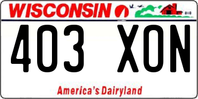 WI license plate 403XON