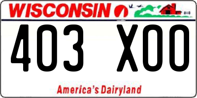 WI license plate 403XOO