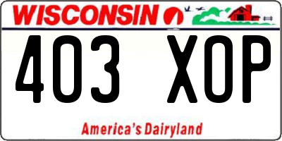 WI license plate 403XOP