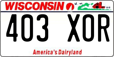 WI license plate 403XOR