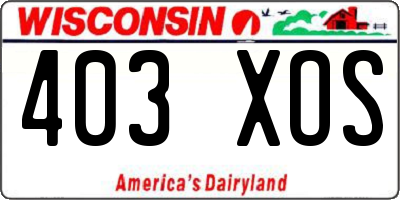 WI license plate 403XOS