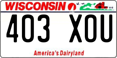 WI license plate 403XOU
