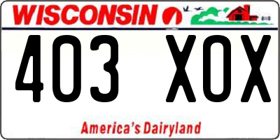 WI license plate 403XOX