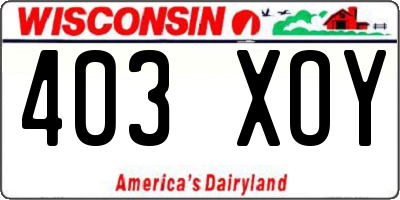 WI license plate 403XOY