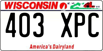WI license plate 403XPC