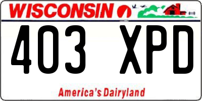 WI license plate 403XPD