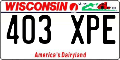 WI license plate 403XPE