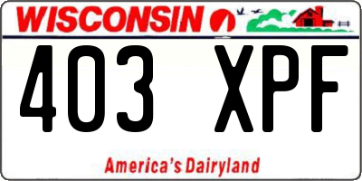WI license plate 403XPF
