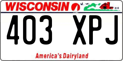 WI license plate 403XPJ