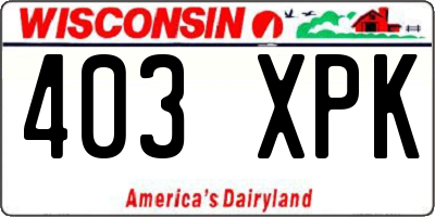 WI license plate 403XPK