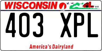 WI license plate 403XPL