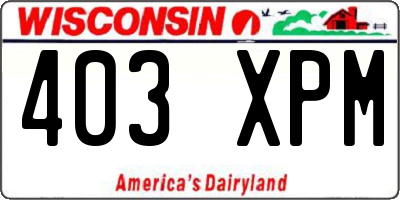 WI license plate 403XPM