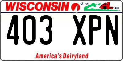 WI license plate 403XPN