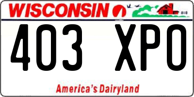 WI license plate 403XPO