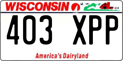 WI license plate 403XPP