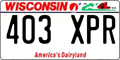 WI license plate 403XPR