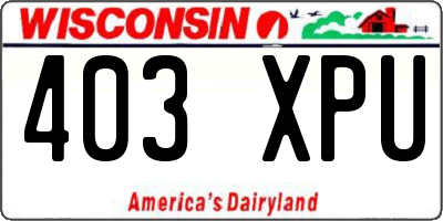 WI license plate 403XPU