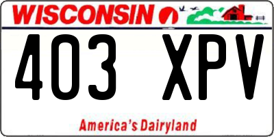 WI license plate 403XPV