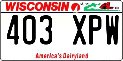 WI license plate 403XPW