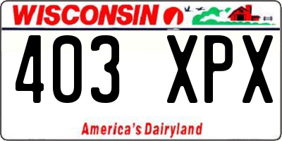 WI license plate 403XPX