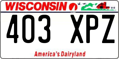 WI license plate 403XPZ