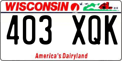 WI license plate 403XQK
