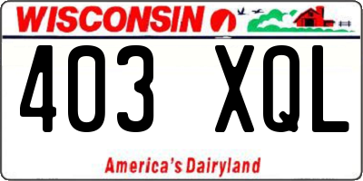 WI license plate 403XQL